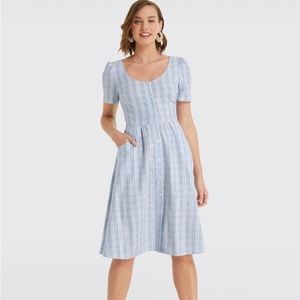 NWT - Draper James Plaid Linen Button Front Dress